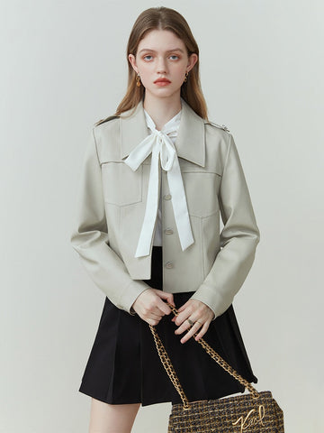 Vegan Leather Retro Single Breasted Jacket - SunsetFashionLA